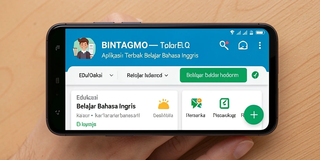 Antarmuka BINTANGMPO yang menarik untuk belajar Bahasa Inggris.