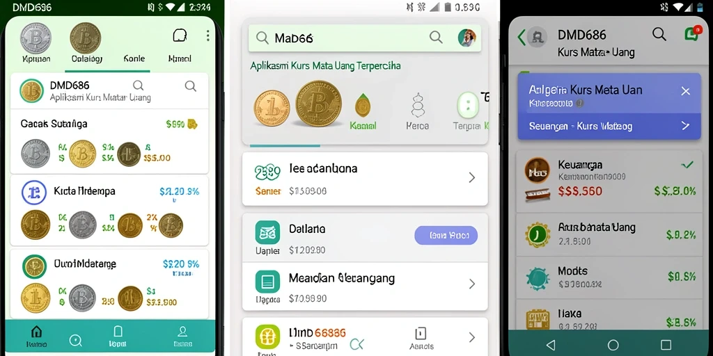 Tampilan antarmuka aplikasi DMD686 yang menampilkan kurs mata uang terkini.