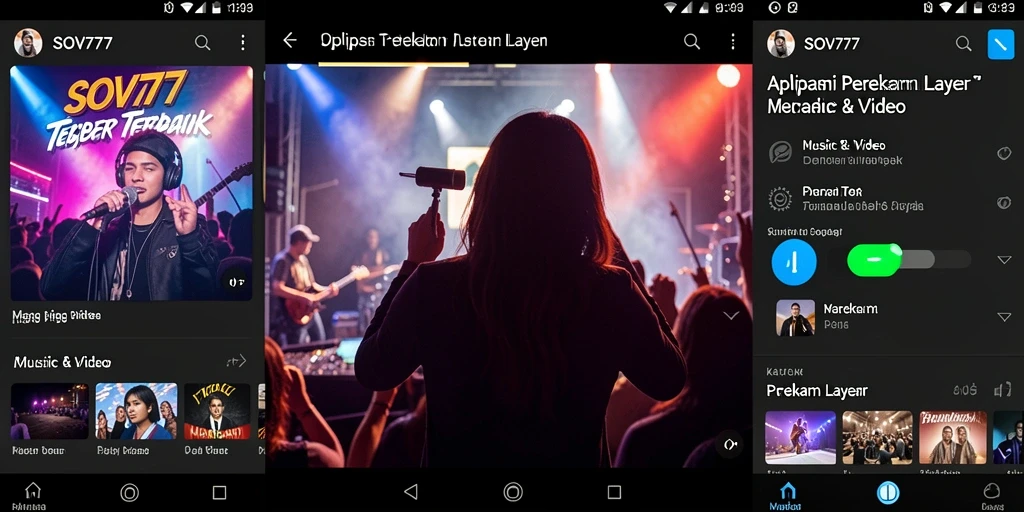 Tampilan antarmuka aplikasi SOV777 saat merekam layar dengan audio.